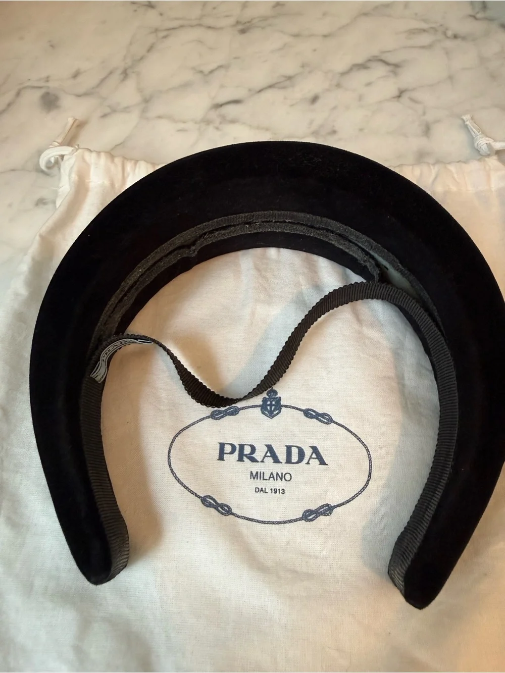 Prada Black Velvet Padded Headband